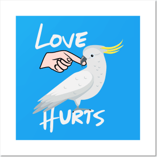 Love Hurts Cockatoo Parrot Biting Finger Posters and Art